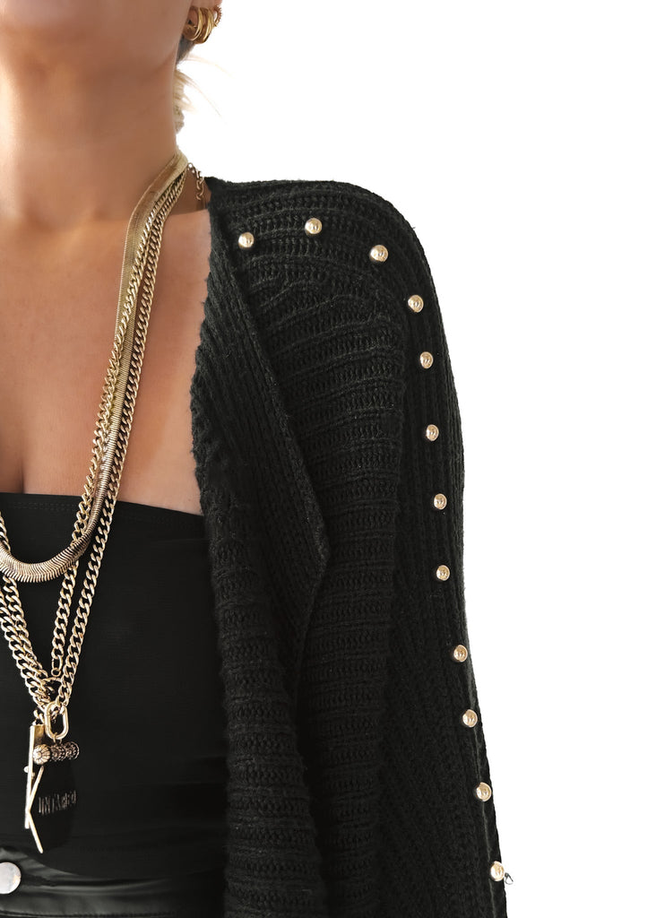 pebby forevee Cardigan STUDDED STATEMENT SIDE SLIT CARDIGAN