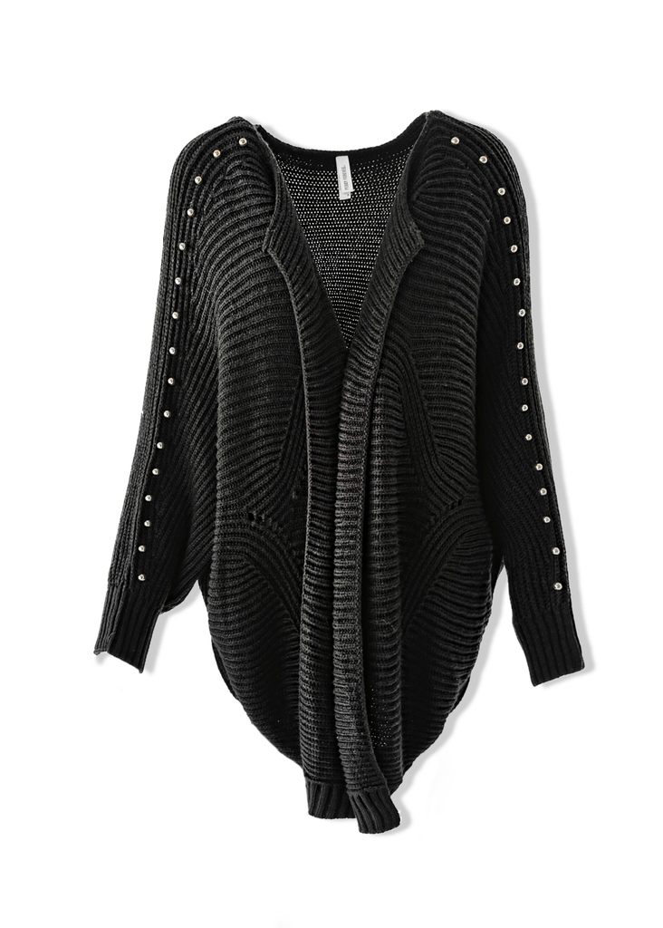 pebby forevee Cardigan STUDDED STATEMENT SIDE SLIT CARDIGAN