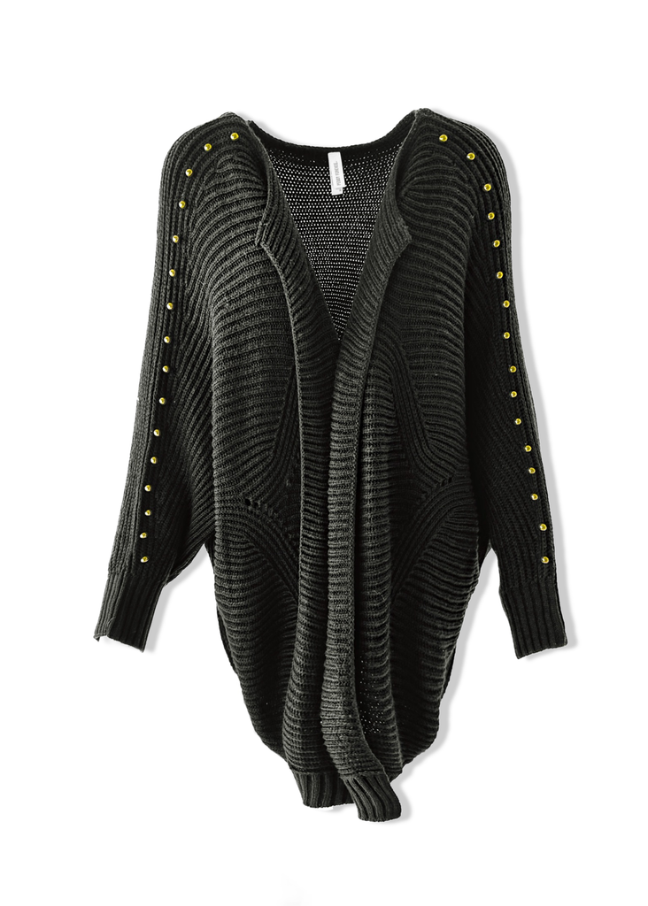 pebby forevee Cardigan STUDDED STATEMENT SIDE SLIT CARDIGAN