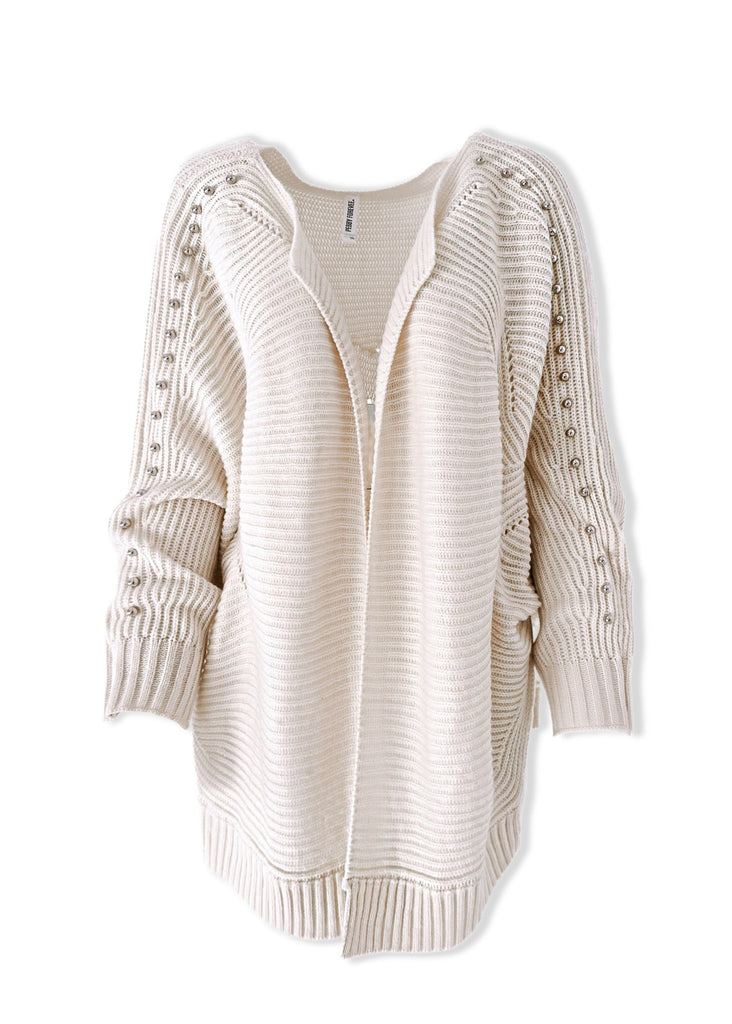 pebby forevee Cardigan STUDDED STATEMENT SIDE SLIT CARDIGAN