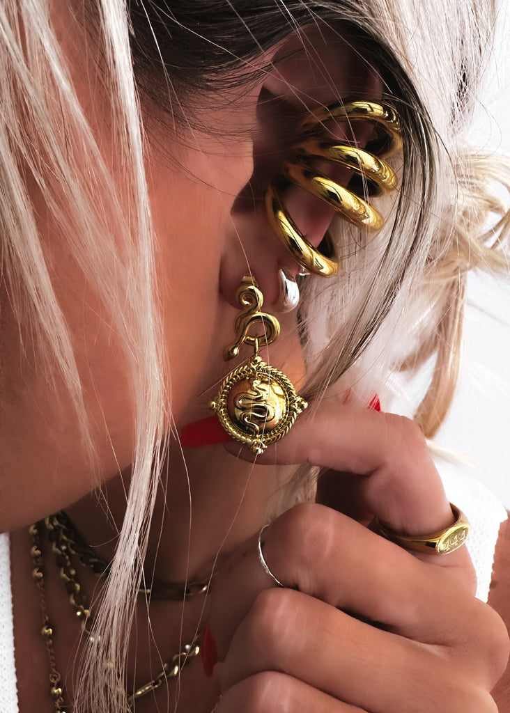 pebby forevee Earring Gold ENTWINED WATER RESISTANT HOOP EARRING