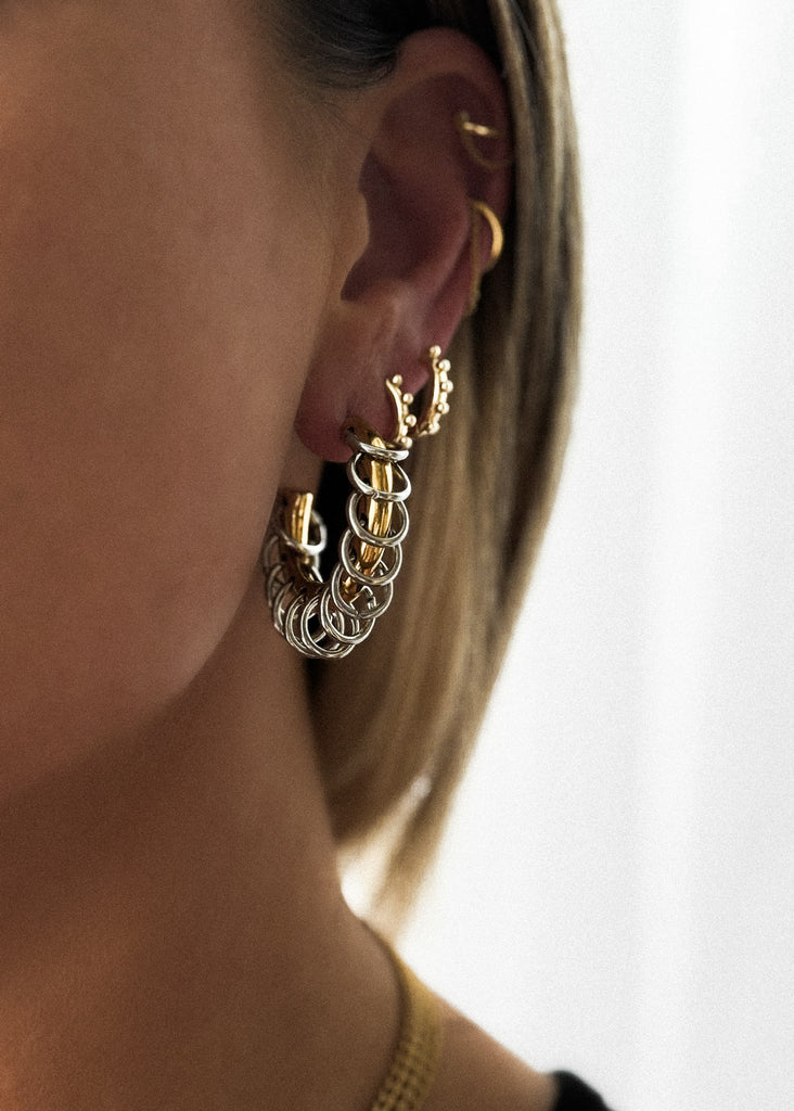 pebby forevee Earring Gold/Silver ON LOOP CHAIN HOOP EARRINGS