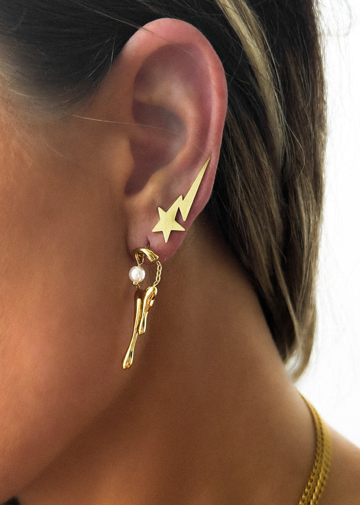 pebby forevee Earring Gold STRIKES TWICE WATER RESISTANT EAR CUFFS