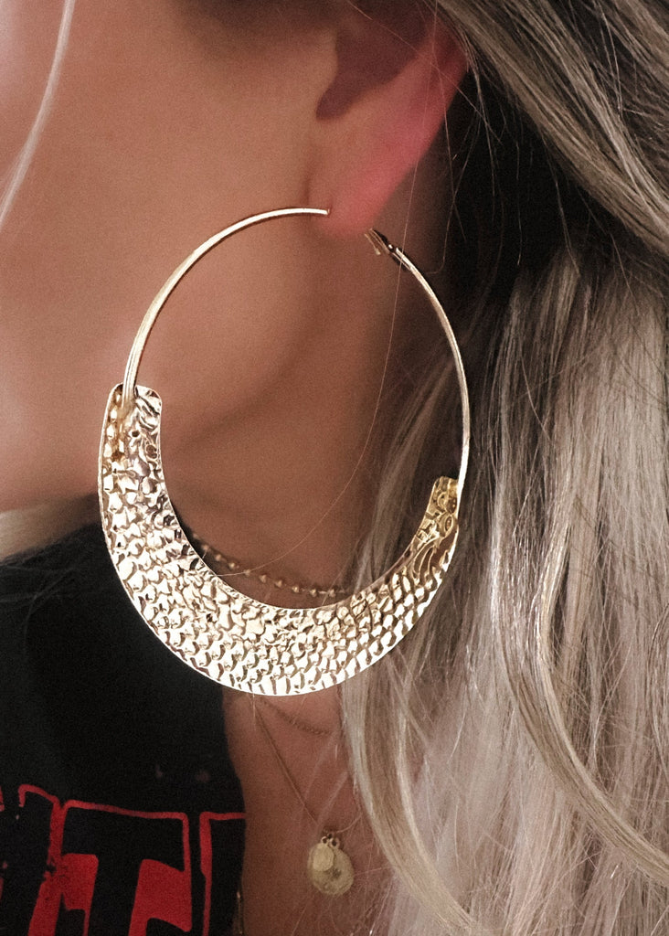 pebby forevee Earring Gold TARLO STATEMENT HOOP EARRINGS