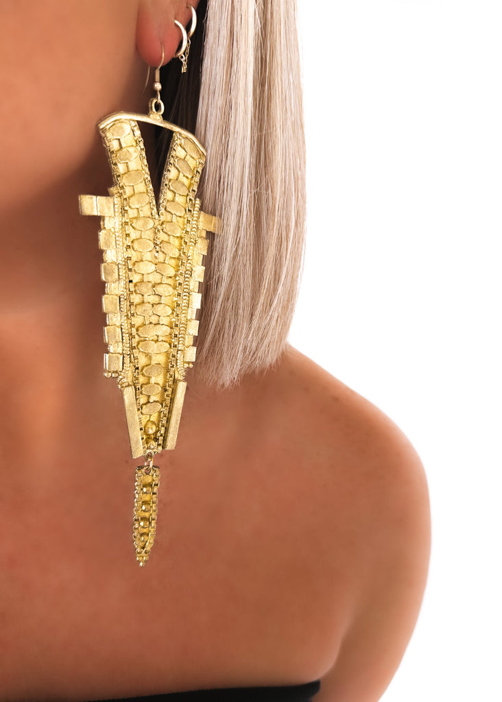 pebby forevee Earring Gold VIPER DROP STATEMENT EARRINGS
