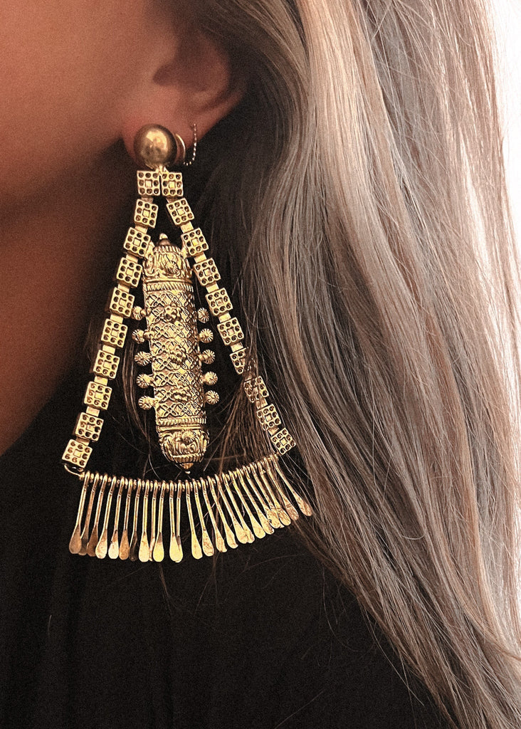 pebby forevee Earring Gold ZENO OVERSIZED STATEMENT EARRINGS