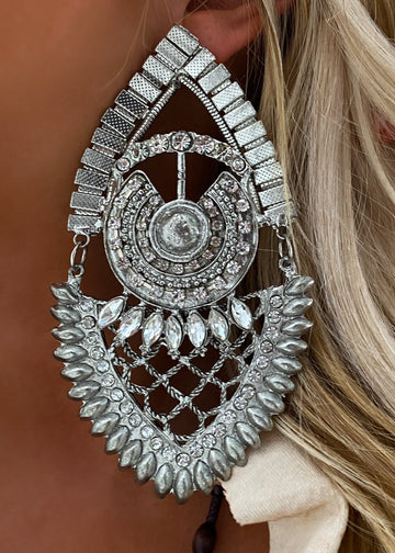 pebby forevee Earring Silver CHANTEL OVERSIZED STATEMENT EARRINGS