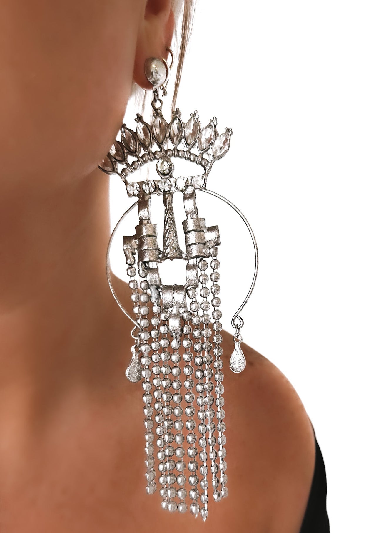 pebby forevee Earring Silver CLAUNDIAN OVERSIZED STATEMENT EARRINGS