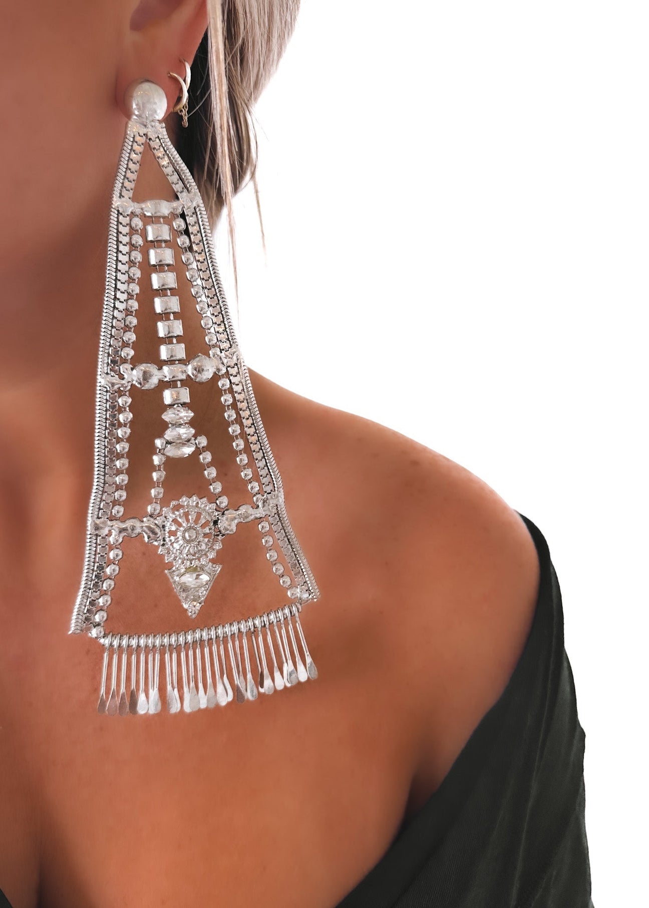 pebby forevee Earring Silver HERIA OVERSIZED STATEMENT EARRINGS