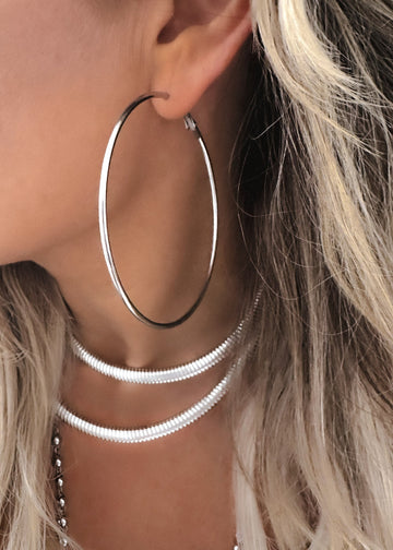 pebby forevee Earring Silver RIVAL WATER RESISTANT HOOP EARRINGS