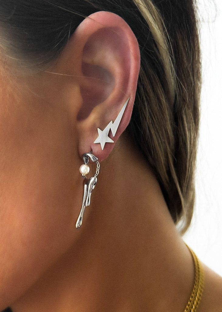 pebby forevee Earring Silver STRIKES TWICE WATER RESISTANT EAR CUFFS