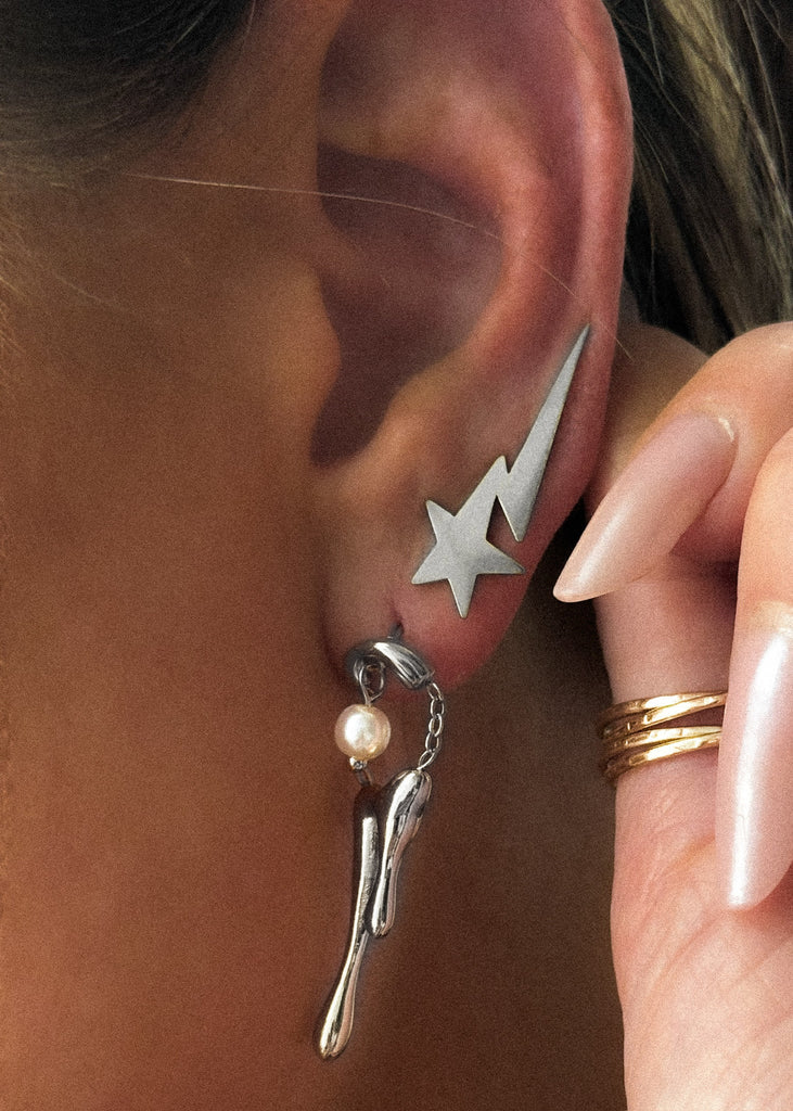pebby forevee Earring Silver STRIKES TWICE WATER RESISTANT EAR CUFFS