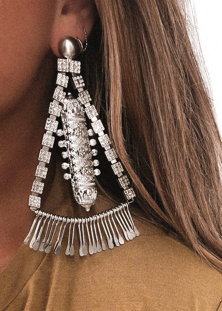 pebby forevee Earring Silver ZENO OVERSIZED STATEMENT EARRINGS