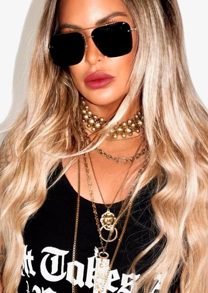 pebby forevee Glasses Gold/Black BECK STATEMENT SUNGLASSES