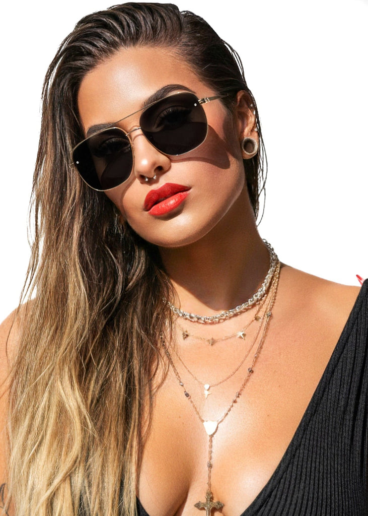 pebby forevee Glasses Gold/Black BECK STATEMENT SUNGLASSES