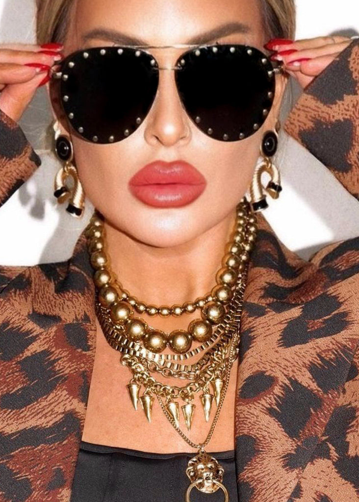 pebby forevee Glasses Gold/Black BRODERICK STATEMENT SUNGLASSES