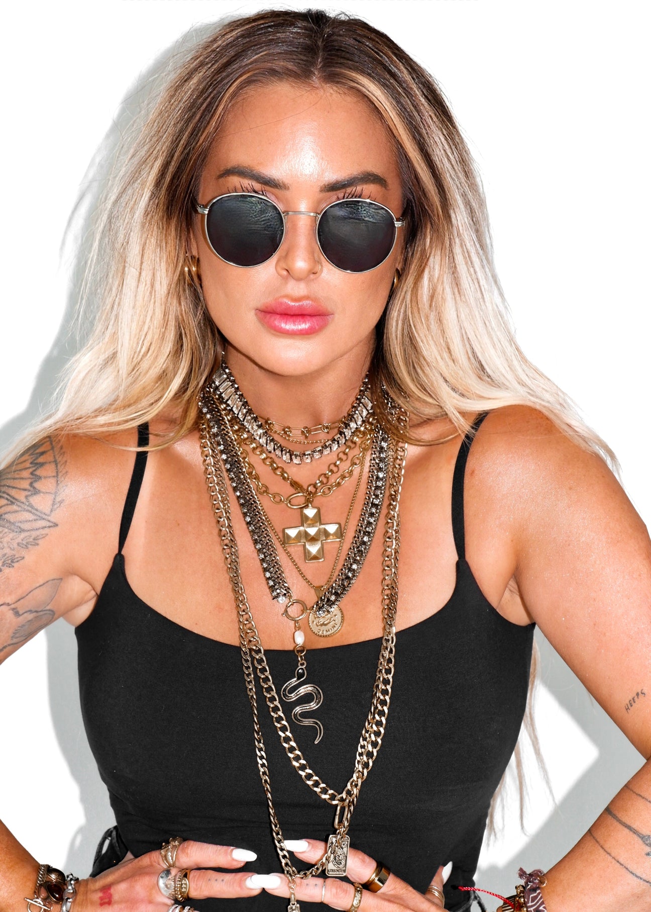 pebby forevee Glasses Gold/Black HOLLIS STATEMENT SUNGLASSES