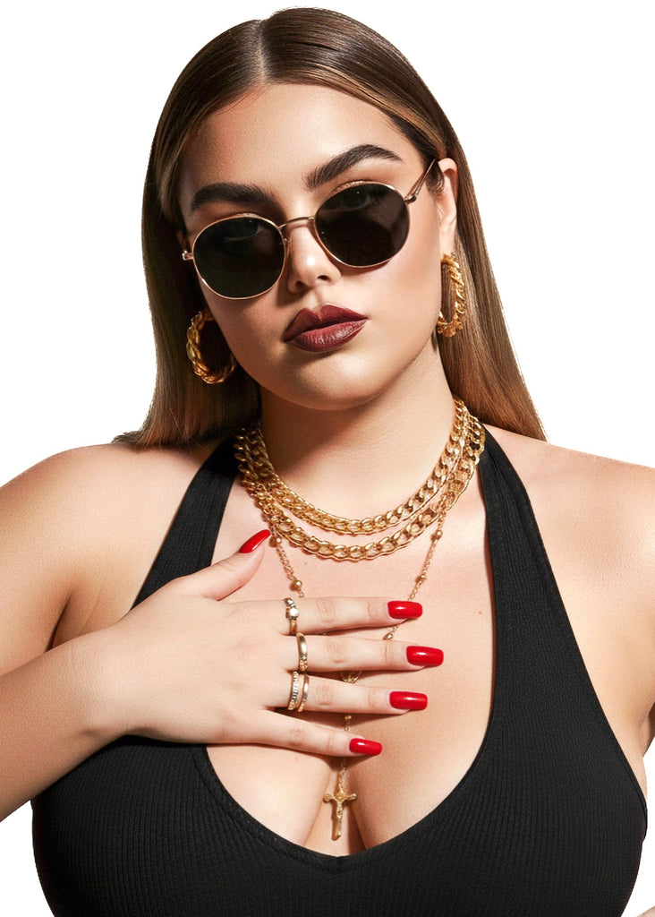 pebby forevee Glasses Gold/Black HOLLIS STATEMENT SUNGLASSES