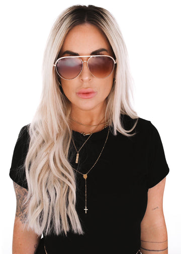 pebby forevee Glasses Gold/Brown TAYLOR STATEMENT SUNGLASSES