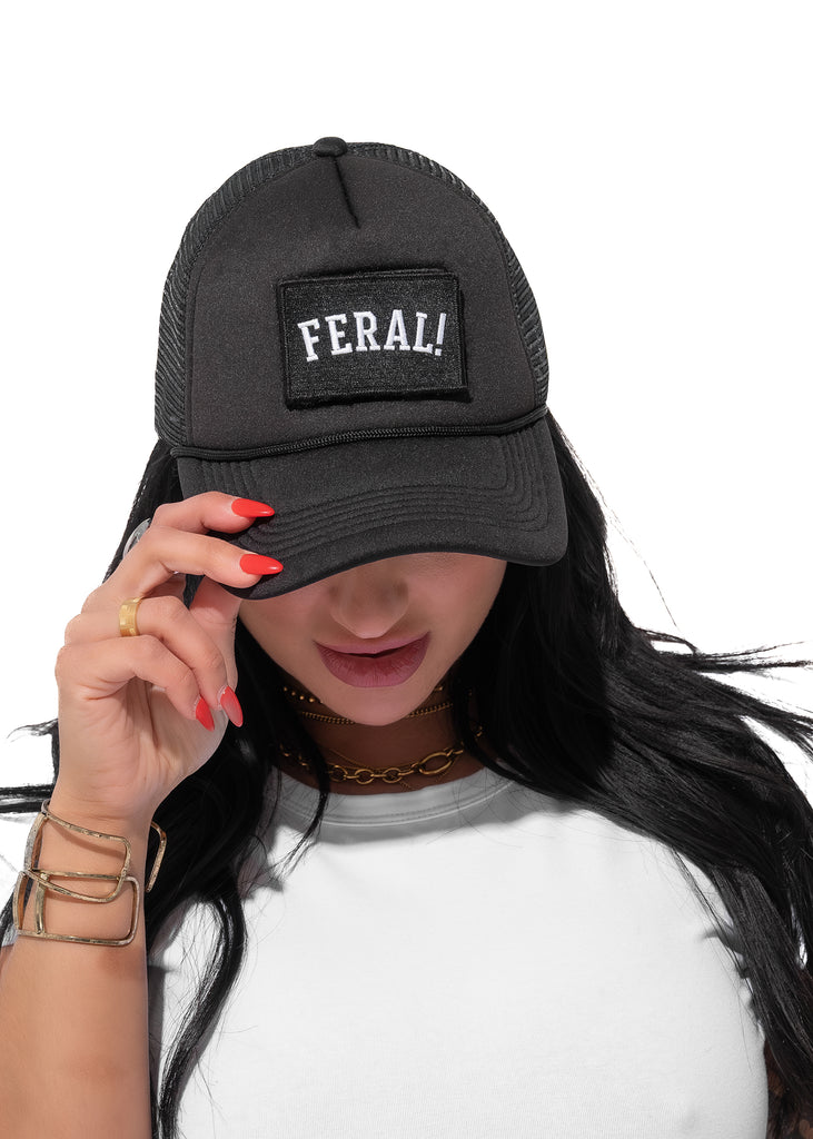 FERAL! (SCRIPT) GRAPHIC TRUCKER HAT – Pebby Forevee