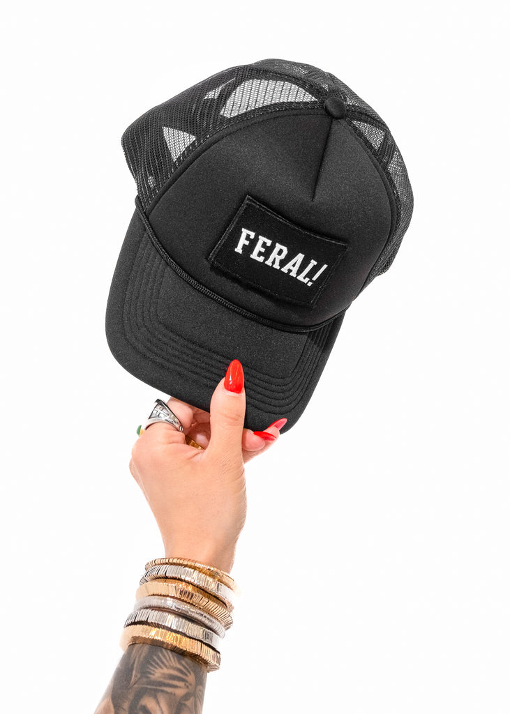 FERAL! (SCRIPT) GRAPHIC TRUCKER HAT – Pebby Forevee