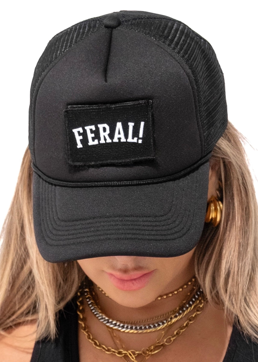 FERAL! (SCRIPT) GRAPHIC TRUCKER HAT – Pebby Forevee
