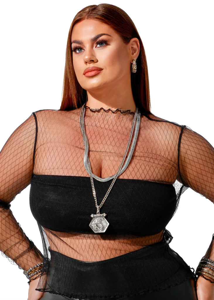 pebby forevee Long Sleeve Top MESH LONG SLEEVE TOP