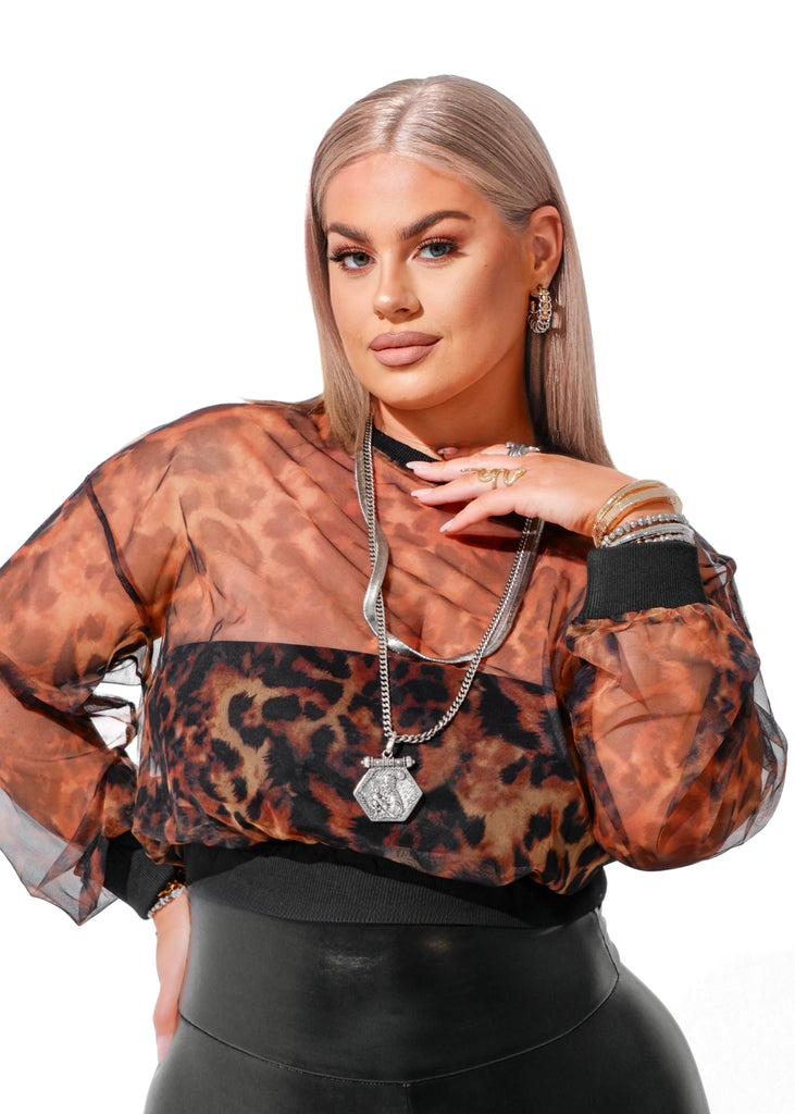 pebby forevee Long Sleeve Top REVIVAL SHEER STATEMENT TOP