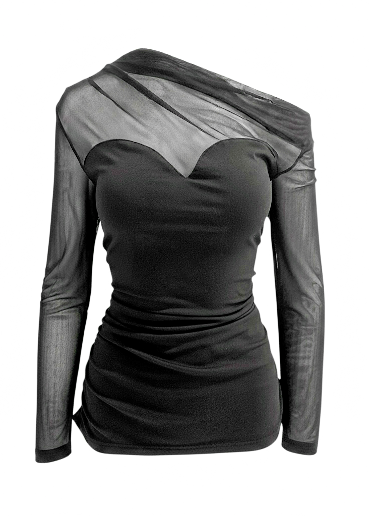 pebby forevee Long Sleeve Top SWEETHEART MESH LONG SLEEVE TOP