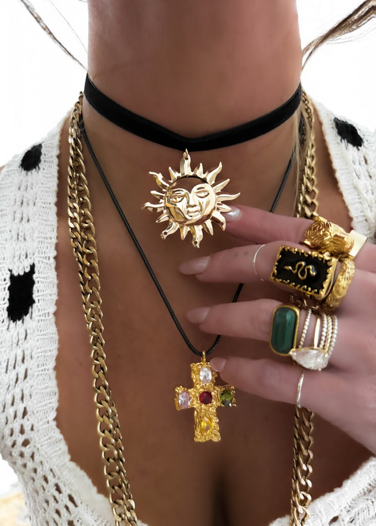 pebby forevee Necklace Gold APOLLO STATEMENT CHOKER NECKLACE