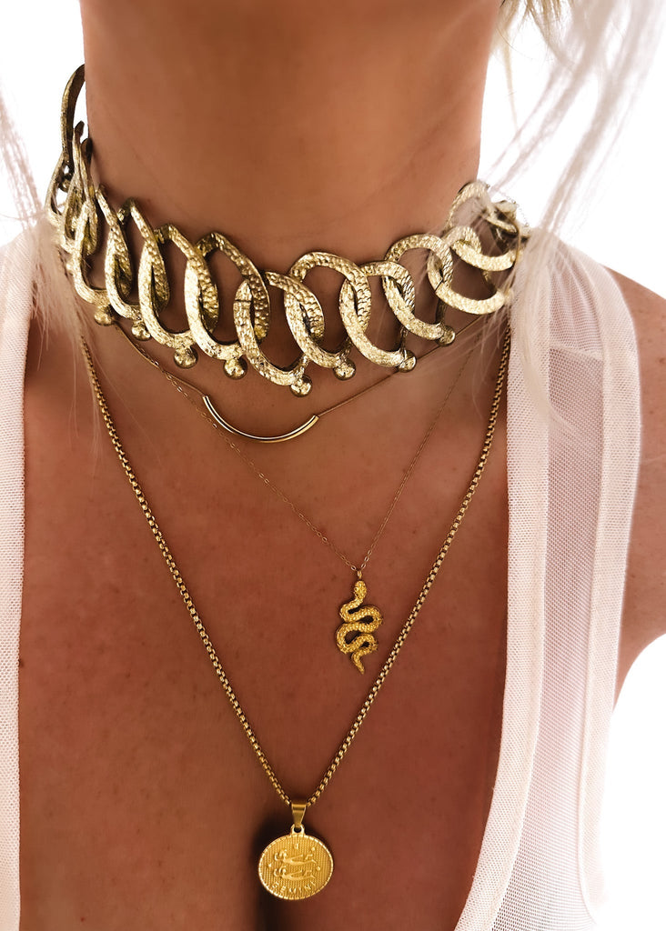 pebby forevee Necklace Gold ARMOR STATEMENT CHOKER NECKLACE