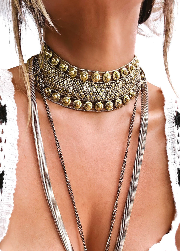 pebby forevee Necklace Gold ATTENDANCE STATEMENT CHOKER NECKLACE