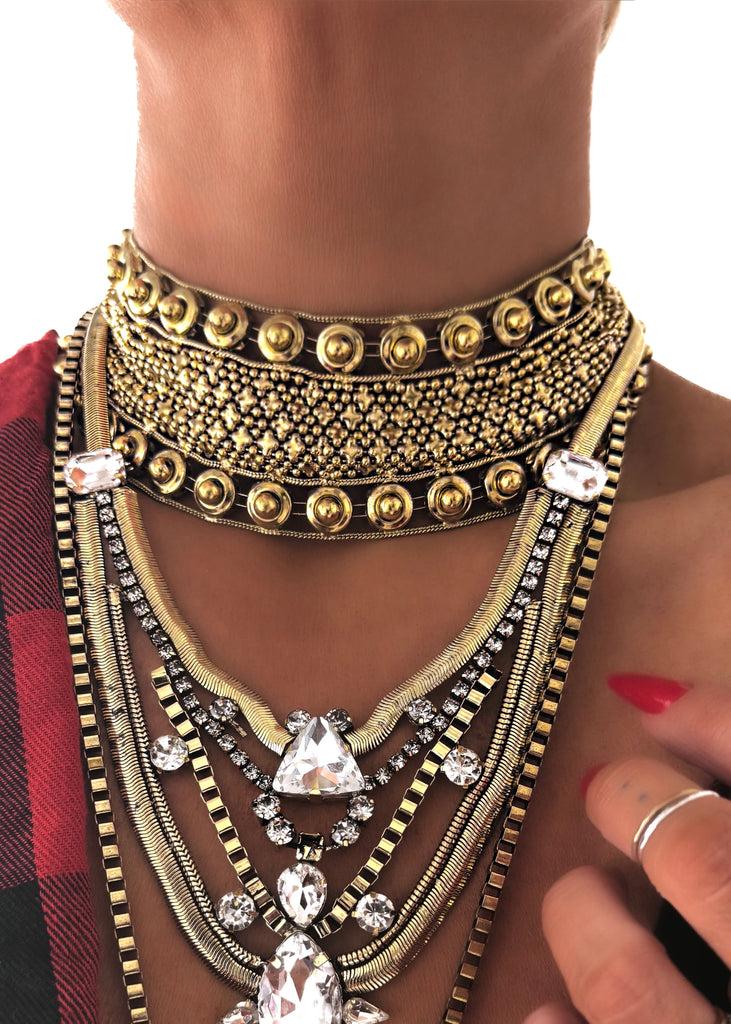 pebby forevee Necklace Gold ATTENDANCE STATEMENT CHOKER NECKLACE