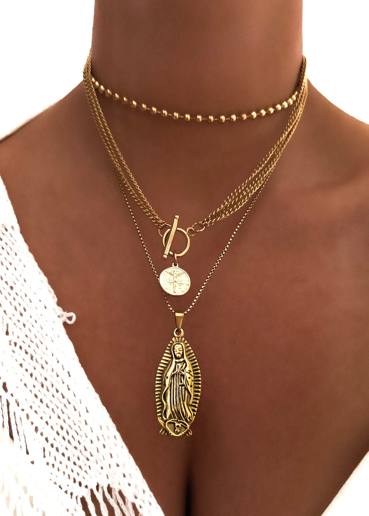 pebby forevee Necklace Gold BLESSED MOTHER WATER RESISTANT NECKLACE