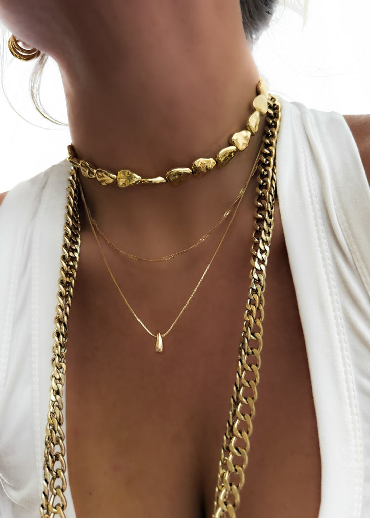 pebby forevee Necklace Gold CHANNING 3-LAYER STATEMENT NECKLACE