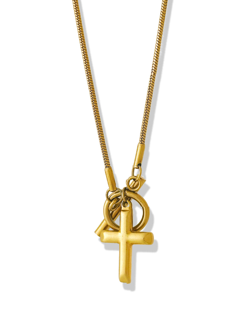 pebby forevee Necklace Gold CROSS MY HEART WATER RESISTANT NECKLACE