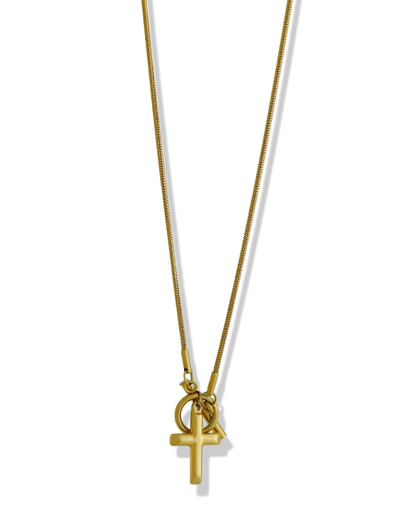 pebby forevee Necklace Gold CROSS MY HEART WATER RESISTANT NECKLACE