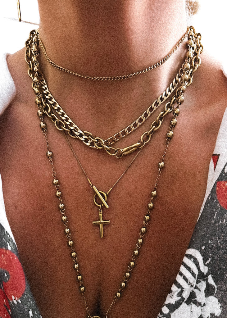 pebby forevee Necklace Gold CROSS MY HEART WATER RESISTANT NECKLACE