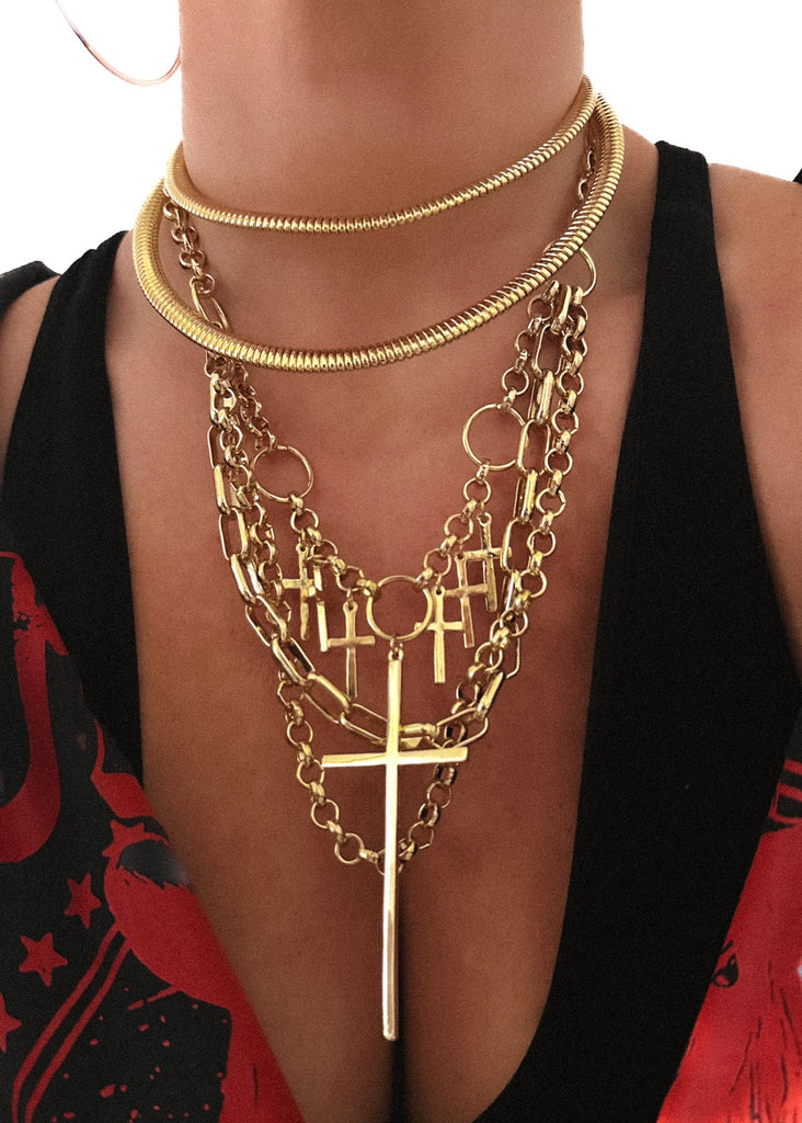 pebby forevee Necklace Gold DEVOTION STATEMENT NECKLACE