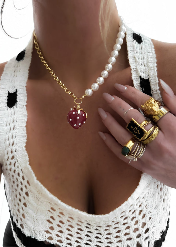 pebby forevee Necklace Gold FORBIDDEN FRUIT STATEMENT NECKLACE