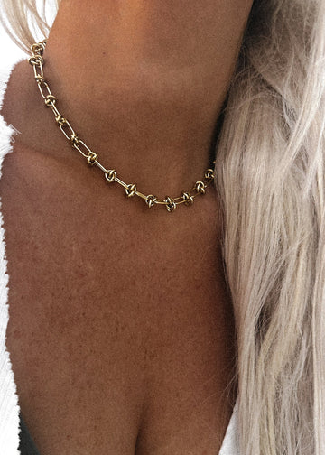 pebby forevee Necklace Gold KNOTTED UP WATER RESISTANT NECKLACE