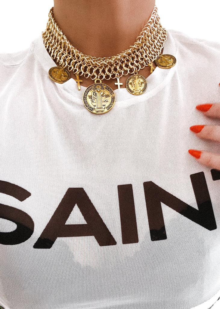 pebby forevee Necklace Gold LIKE A SAINT STATEMENT NECKLACE