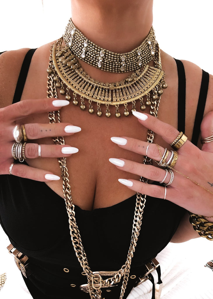 pebby forevee Necklace Gold ORENDA STATEMENT CHOKER CHAIN NECKLACE