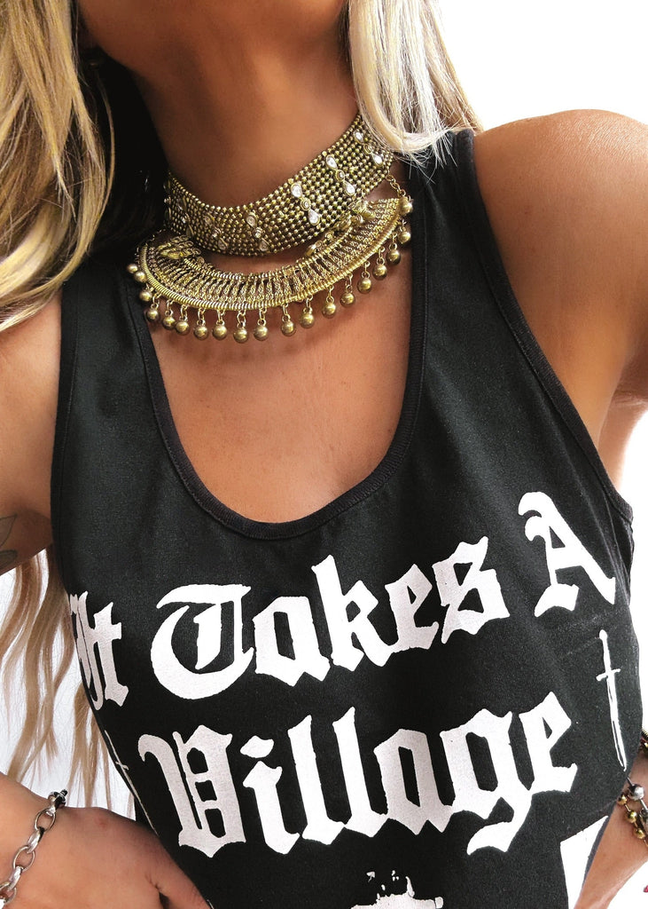 pebby forevee Necklace Gold ORENDA STATEMENT CHOKER CHAIN NECKLACE