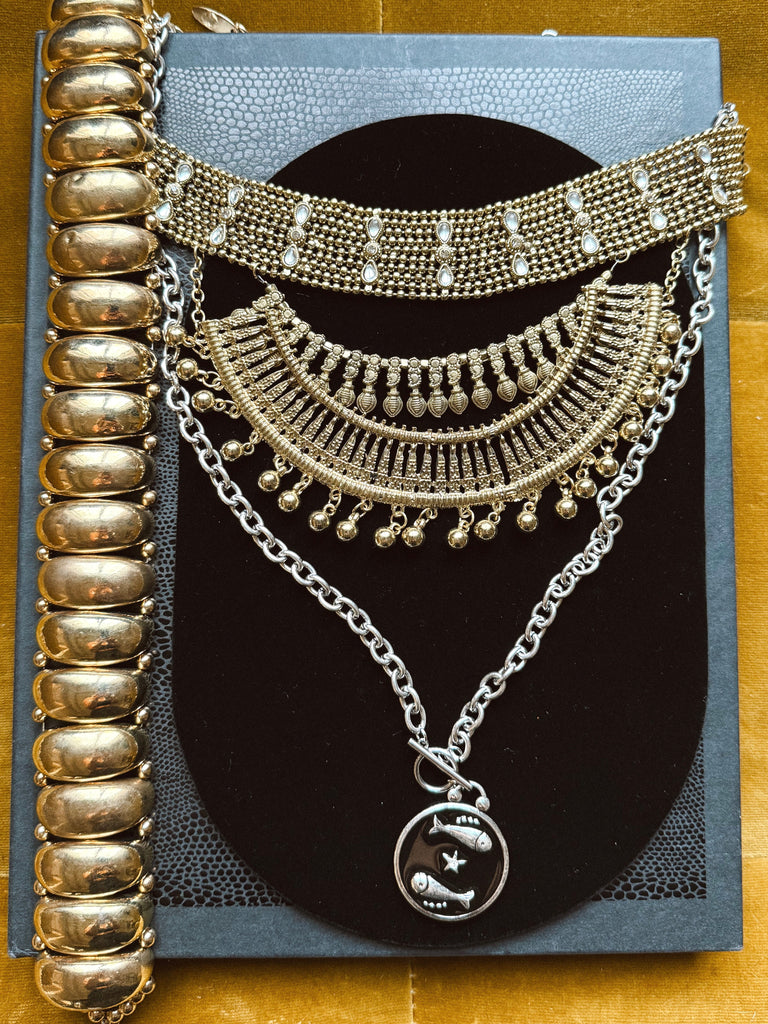 pebby forevee Necklace Gold ORENDA STATEMENT CHOKER CHAIN NECKLACE