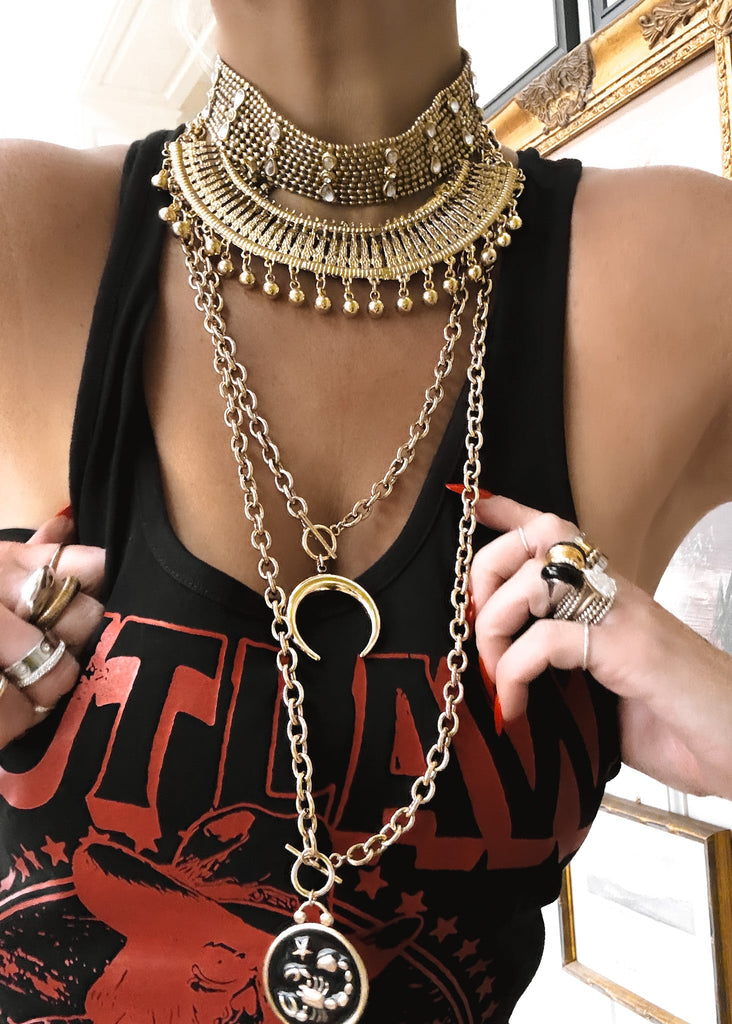 pebby forevee Necklace Gold ORENDA STATEMENT CHOKER CHAIN NECKLACE