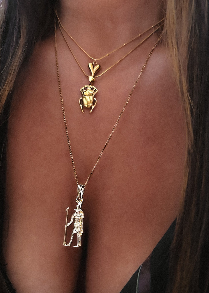 pebby forevee Necklace Gold SCARAB MIRAGE STATEMENT NECKLACE