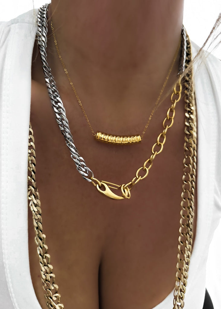 pebby forevee Necklace Gold/Silver OFF BALANCE WATER RESISTANT NECKLACE