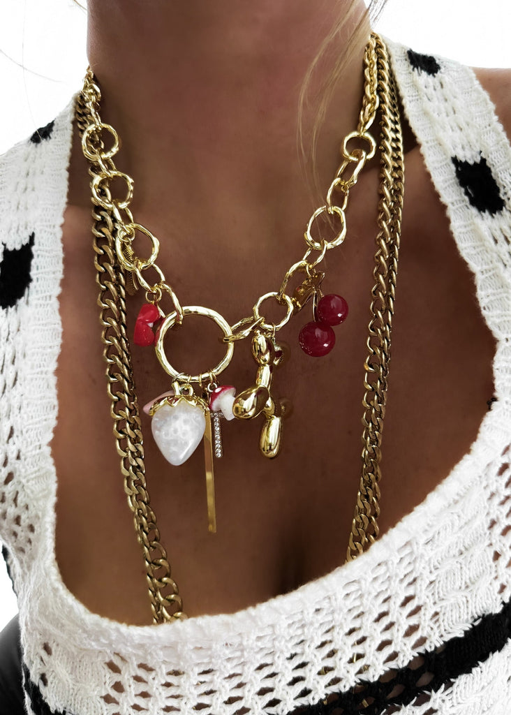 pebby forevee Necklace Gold SUGAR AND SPICE STATEMENT CHARM NECKLACE