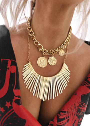 pebby forevee Necklace Gold SUNRAY STATEMENT NECKLACE